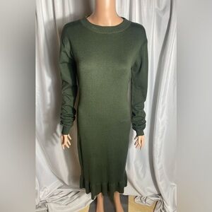Rocorose Women’s Plus Size XXL Green Long Sleeve Sweater Dress Ankle Crop NWT
